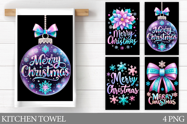 Christmas Kitchen Towel Design. Merry Christmas Sublimation example image 1