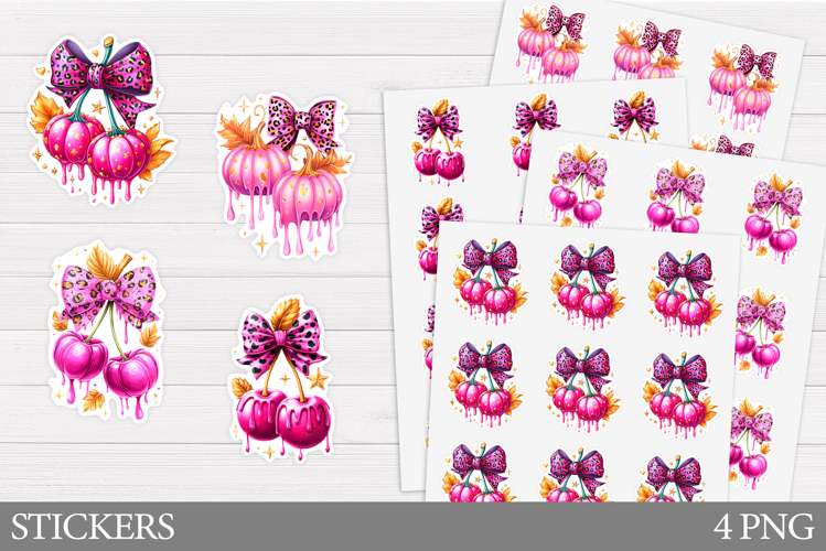 Pumpkin Cherry Sticker. Pumpkin Stickers Printable