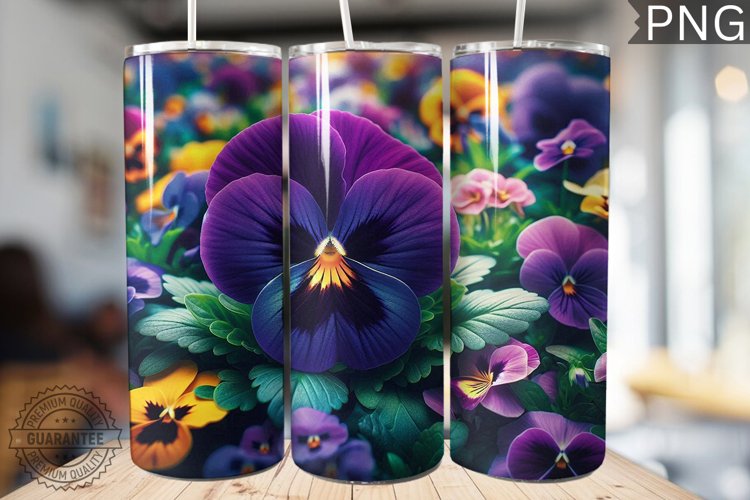 Pansy Flower Tumbler Wrap - Tumbler Design example image 1