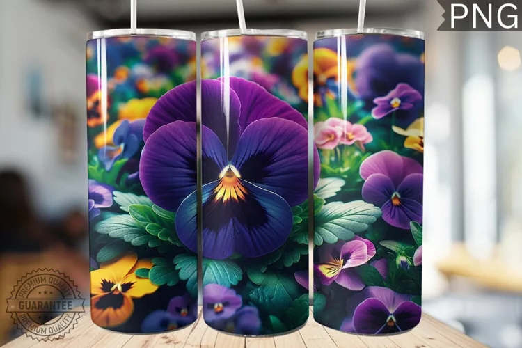 Pansy Flower Tumbler Wrap - Tumbler Design