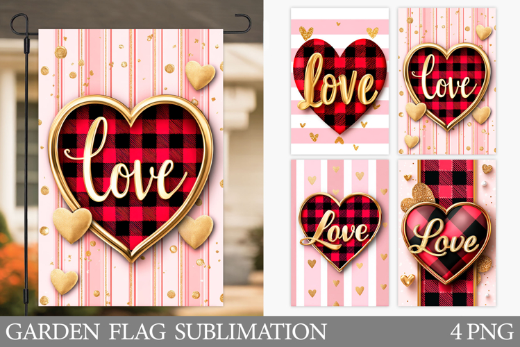 Valentine Garden Flag Design. Valentines Heart Garden Flag