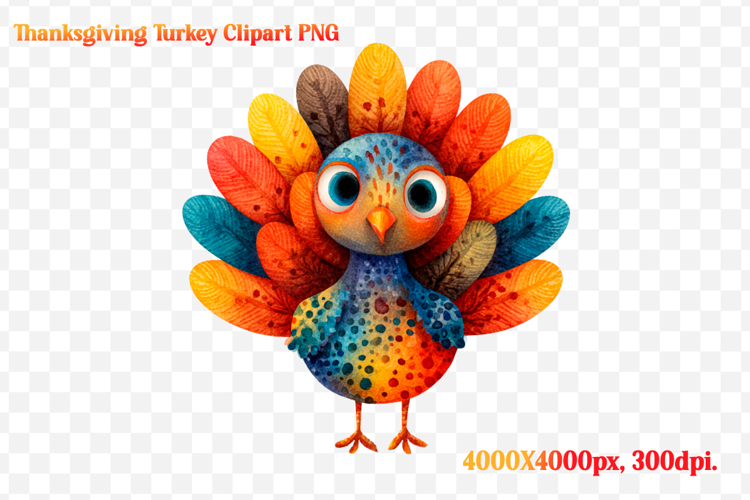 Watercolor Thanksgiving Turkey Clipart PNG