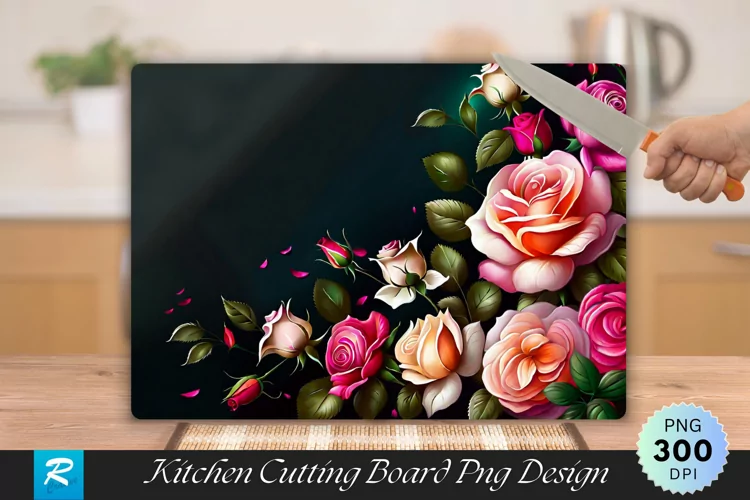 Flowers Cutting Board Sublimation Design