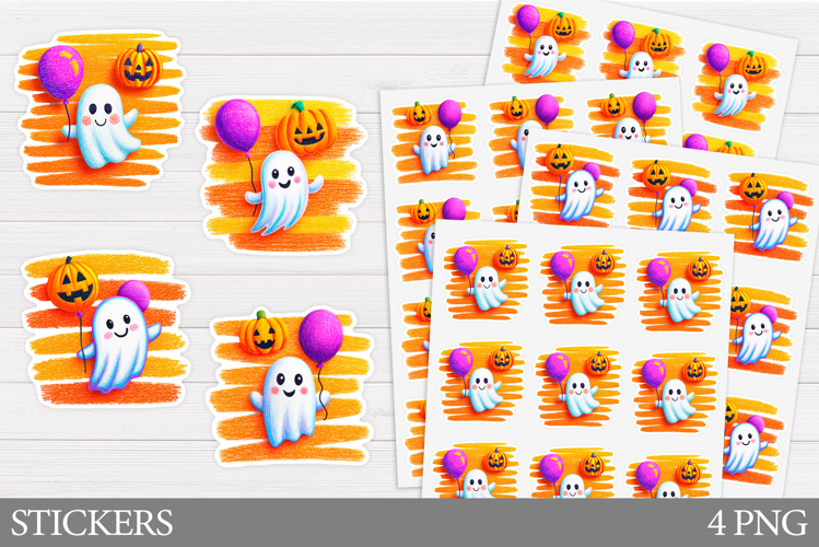Ghost Sticker Printable. Halloween Sticker Design