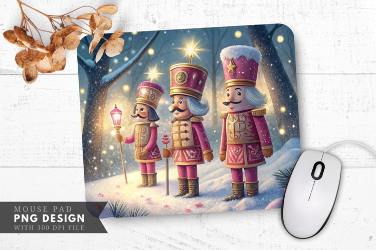 Festive Nutcrackers in a Winter Wonderland Mouse Pad PNG