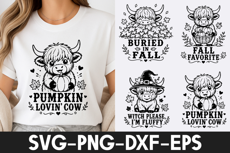 Cute Highland Cow Fall Pumpkin Quotes SVG PNG