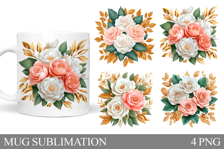 Flowers Mug Design. Floral Mug Sublimation
