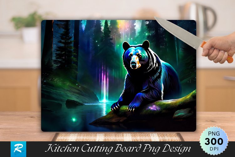 Black Bear Cutting Board Sublimation Design example image 1