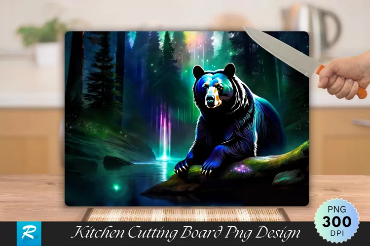 Black Bear Cutting Board Sublimation Design