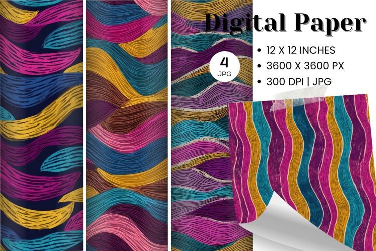 Abstract Wave Digital Paper Background Wallpaper Wallart_64