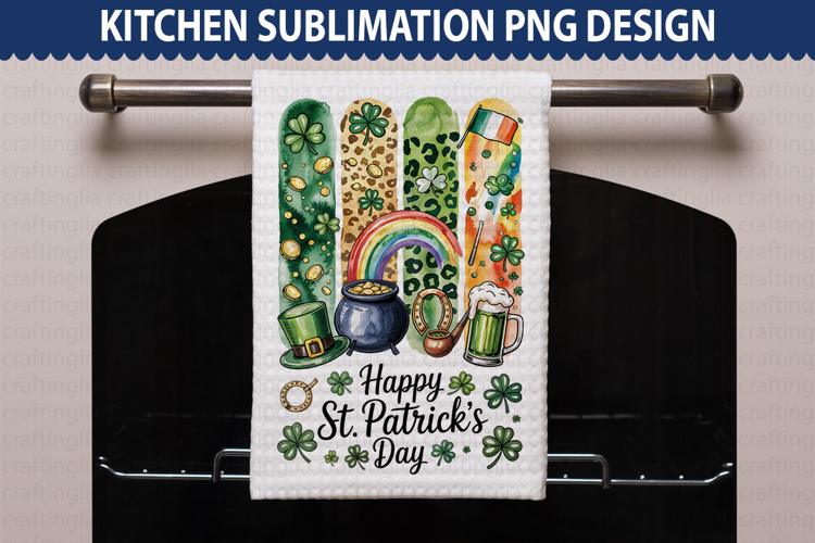 Happy St. Patricks Day Kitchen Towel - Brushstroke PNG
