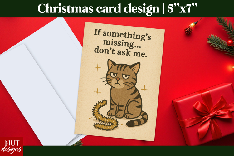Vintage Christmas Cards Funny Cat Christmas Card Design