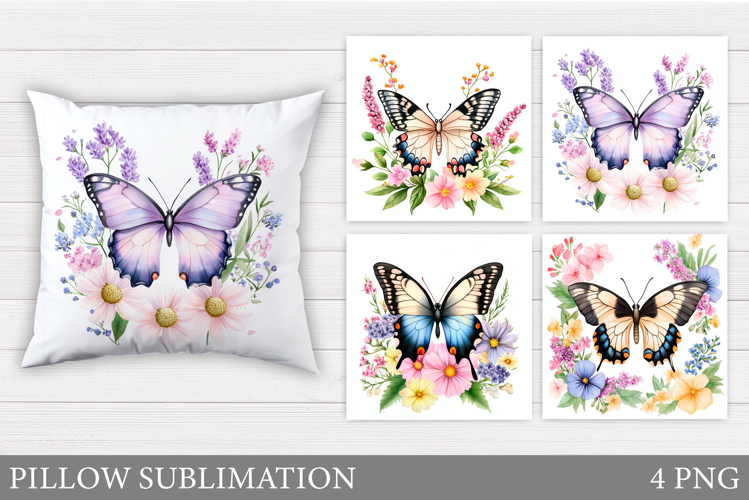 Butterfly Flowers Sublimation. Butterfly Pillow Sublimation