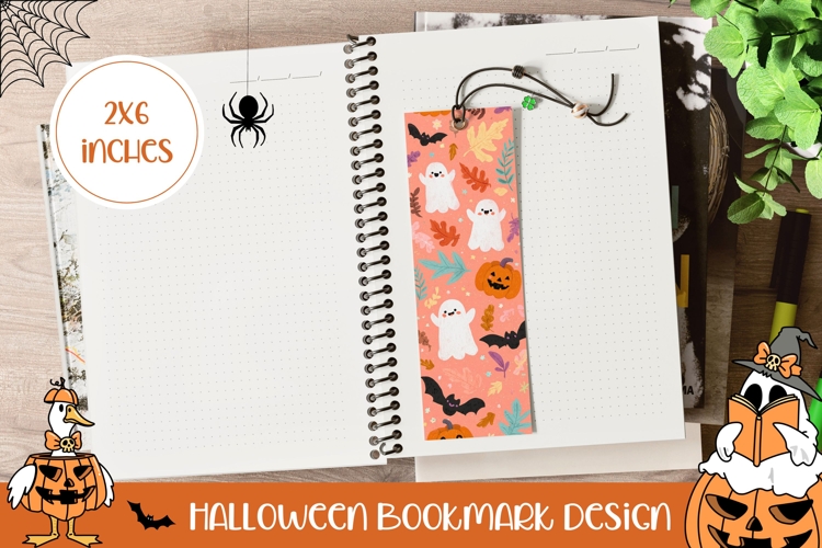 Halloween Ghosts Bookmark, Halloween Bats Bookmark PNG