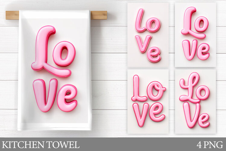 Love Kitchen Towel Sublimation. Valentines Kitchen Towel example image 1
