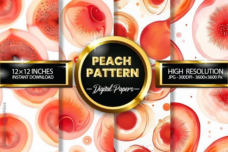 Peach Pattern Digital Papers - 04 Variations