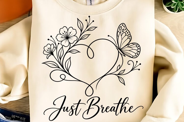 Just Breathe PNG, Inspirational Sublimation, Motivational example image 1
