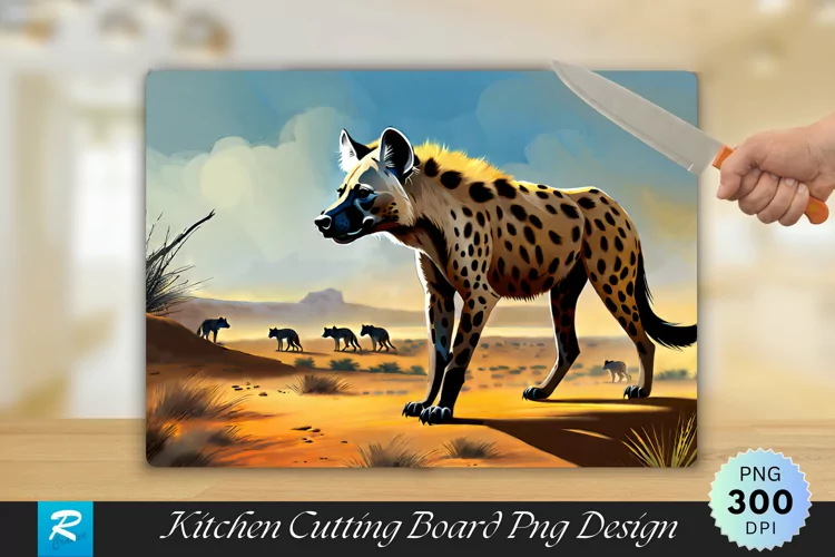 Hyena Background Cutting Board Sublimation Design