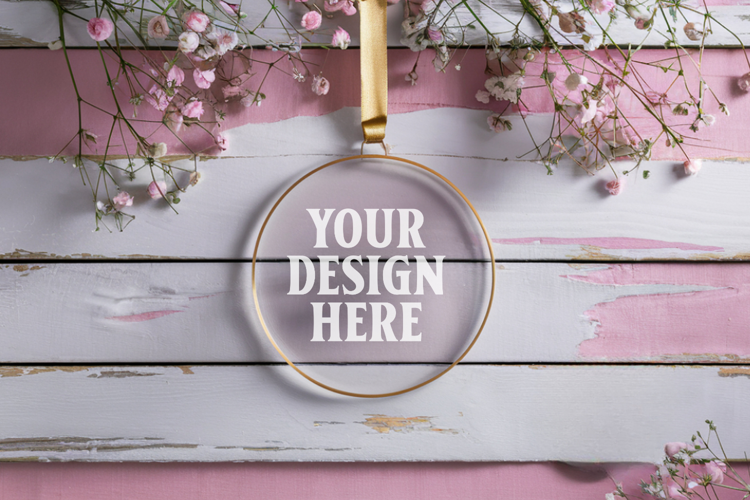 Acrylic Christmas Ornament Mockups | Clear Round Holiday