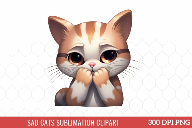 Sad Cats Sublimation Clipart