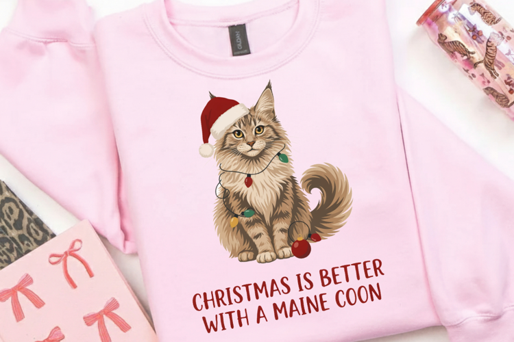 Maine Coon Christmas PNG, Christmas Is Better With A Maine