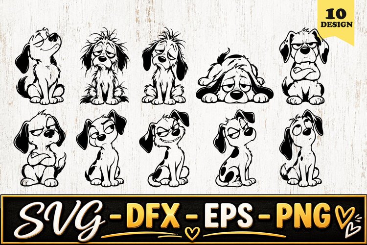 Grumpy Puppy Dog Cartoon SVG PNG example image 1