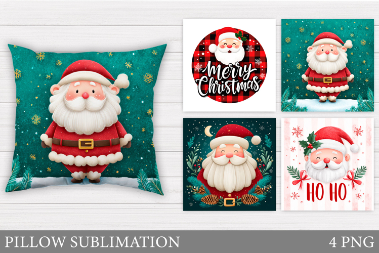 Santa Claus Pillow Design. Christmas Pillow Sublimation