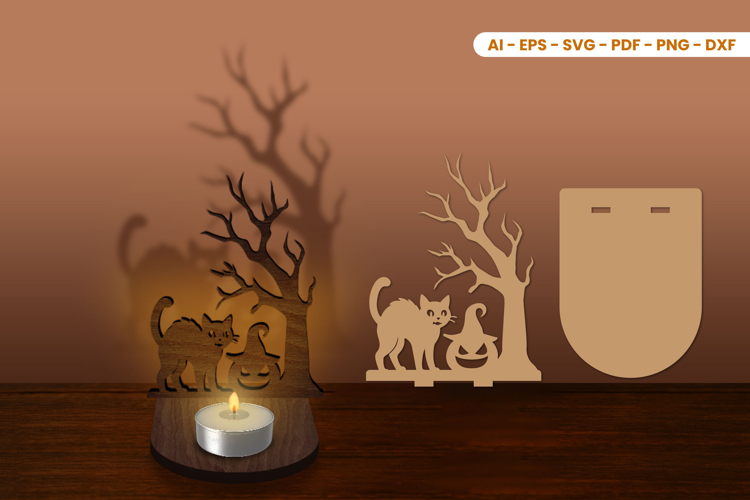 Halloween Tealight Candle Holder Laser Cut
