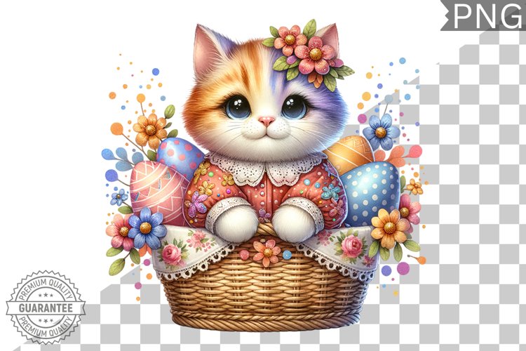 Easter Cat Sublimation - Easter Clipart PNG Design