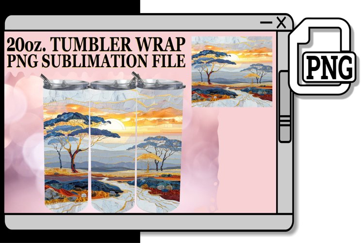 Gilded Panorama: Sublimation Tumbler Wrap 20oz example image 1