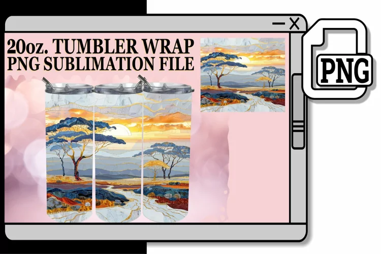 Gilded Panorama: Sublimation Tumbler Wrap 20oz
