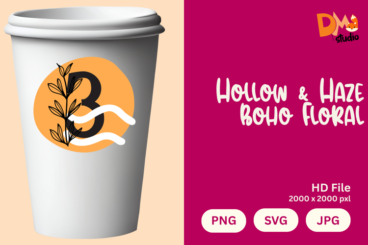 Hollow   Haze Boho Floral Monogram