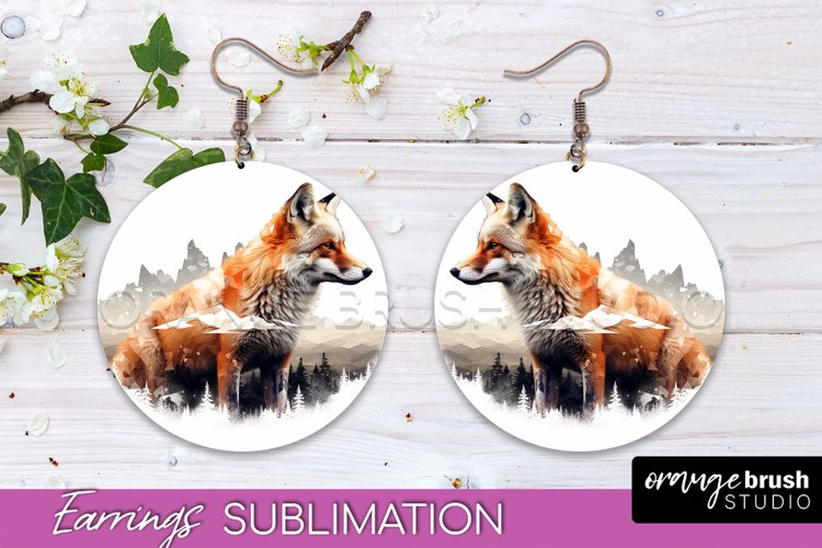 Wild Animals Round Earring Sublimation, Wildlife Earring PNG