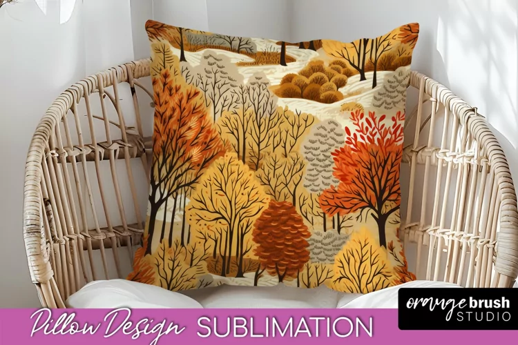 Fall Pillow Cover - Autumn Forest Pillow Sublimation