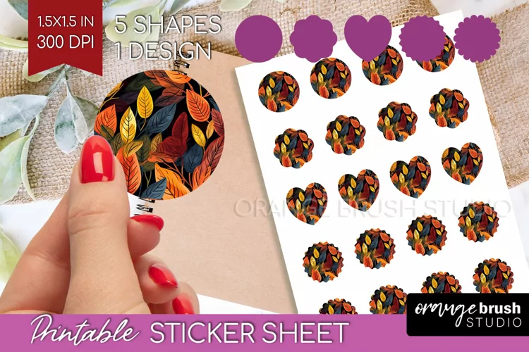 Autumn Forest Round Sticker - Fall Printable Sticker Sheet