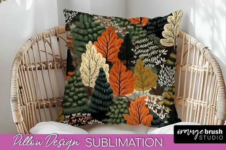 Fall Pillow Cover - Autumn Forest Pillow Sublimation