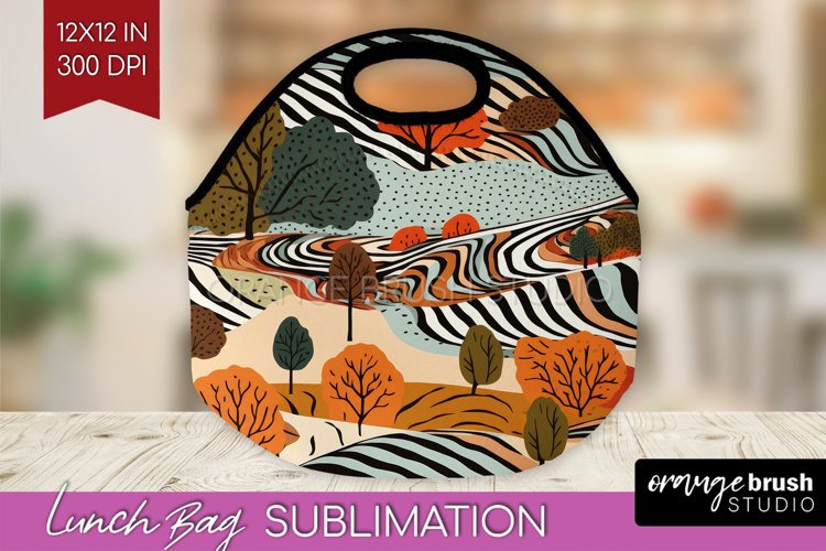 Autumn Forest Lunch Bag - Fall Lunch Bug PNG Sublimation