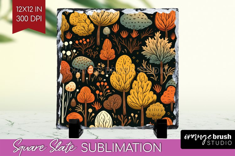 Autumn Forest Slate PNG - Fall Square Slate Sublimation