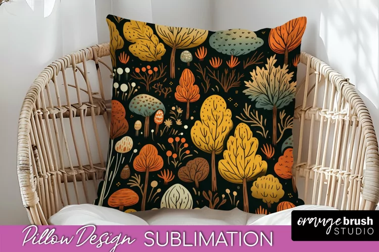 Fall Pillow Cover - Autumn Forest Pillow Sublimation