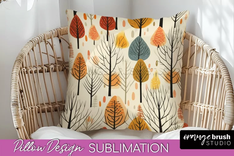 Fall Pillow Cover - Autumn Forest Pillow Sublimation