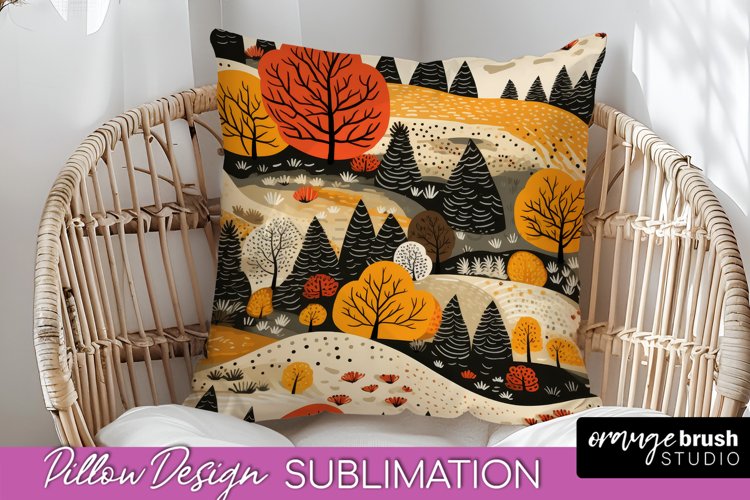 Fall Pillow Cover - Autumn Forest Pillow Sublimation example image 1