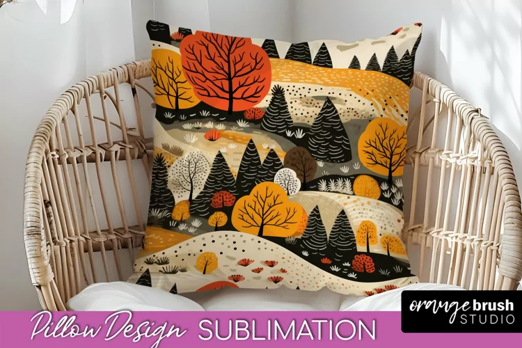 Fall Pillow Cover - Autumn Forest Pillow Sublimation
