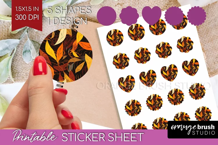 Autumn Forest Round Sticker - Fall Printable Sticker Sheet