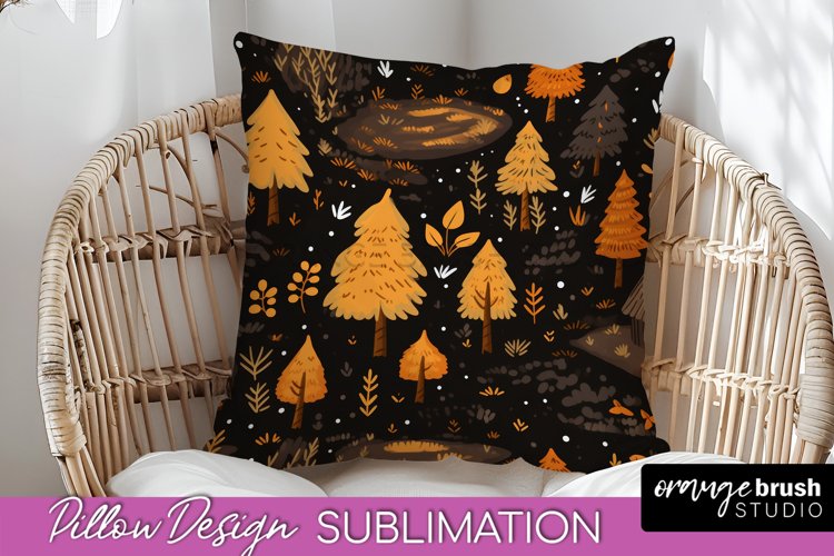 Fall Pillow Cover - Autumn Forest Pillow Sublimation example image 1
