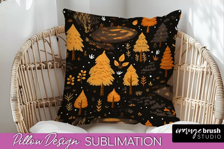 Fall Pillow Cover - Autumn Forest Pillow Sublimation