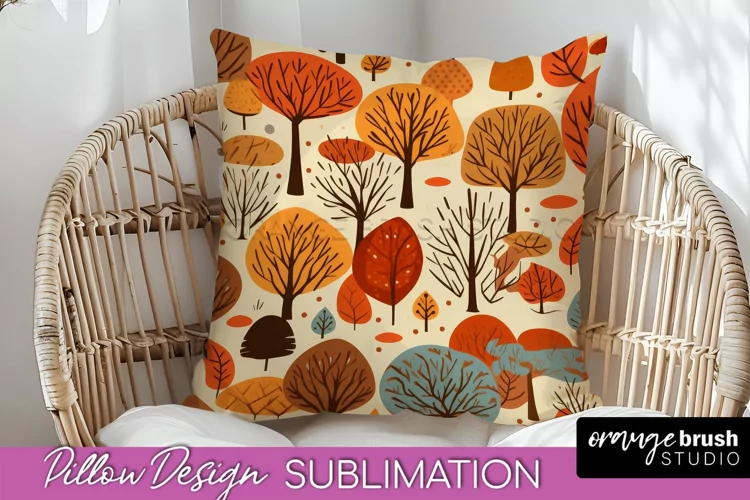 Fall Pillow Cover - Autumn Forest Pillow Sublimation