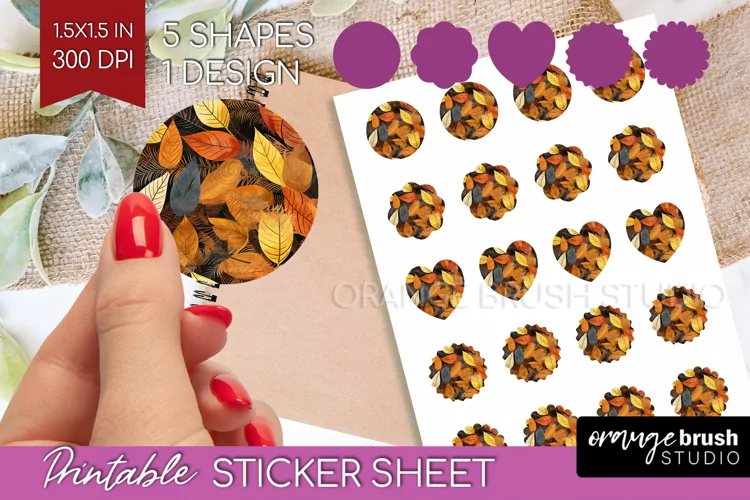 Autumn Forest Round Sticker - Fall Printable Sticker Sheet