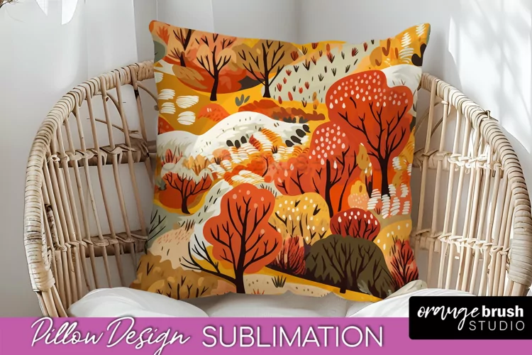 Fall Pillow Cover - Autumn Forest Pillow Sublimation
