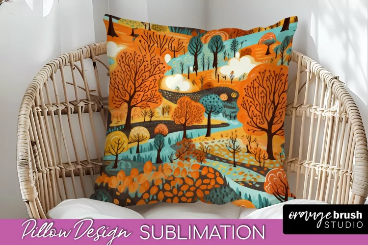 Fall Pillow Cover - Autumn Forest Pillow Sublimation