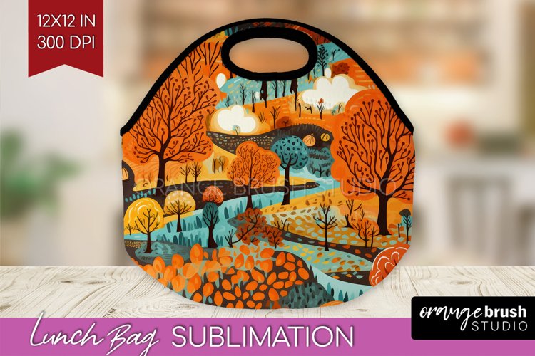 Autumn Forest Lunch Bag - Fall Lunch Bug PNG Sublimation